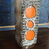 Vase Strehla 1970 Allemagne fat lava et taches oranges