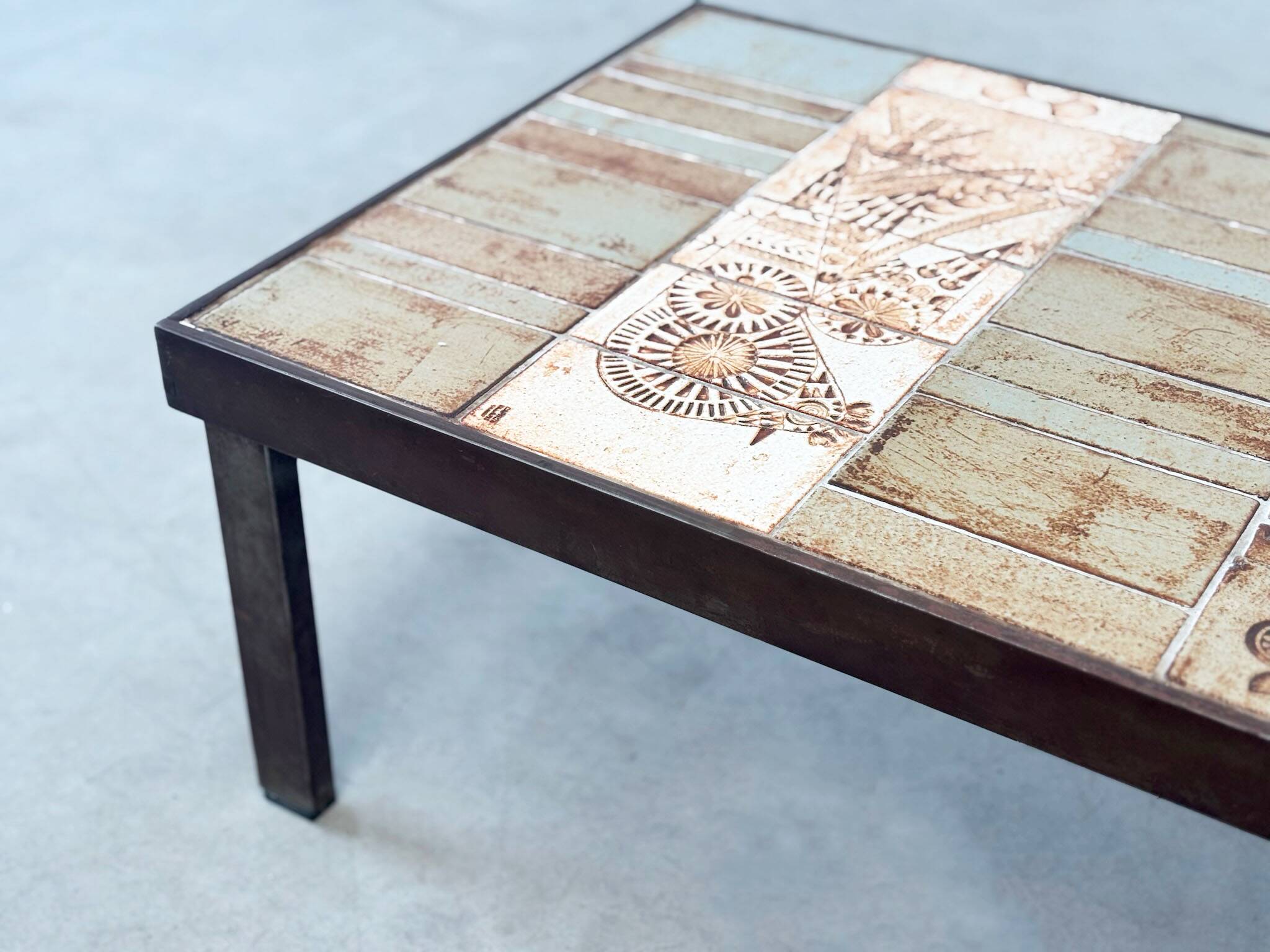 Roger Capron steel and ceramic coffee table