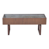 Elegant Danish Midcentury Teak wooden Planter Box with inlay metal tub
