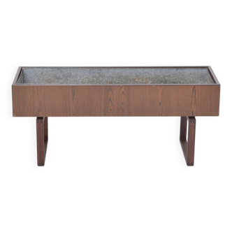 Elegant Danish Midcentury Teak wooden Planter Box with inlay metal tub