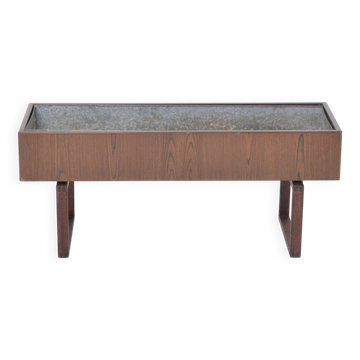 Elegant Danish Midcentury Teak wooden Planter Box with inlay metal tub