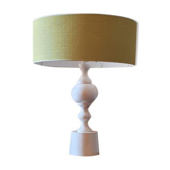 Turned wooden lamp, white lacquered 70s