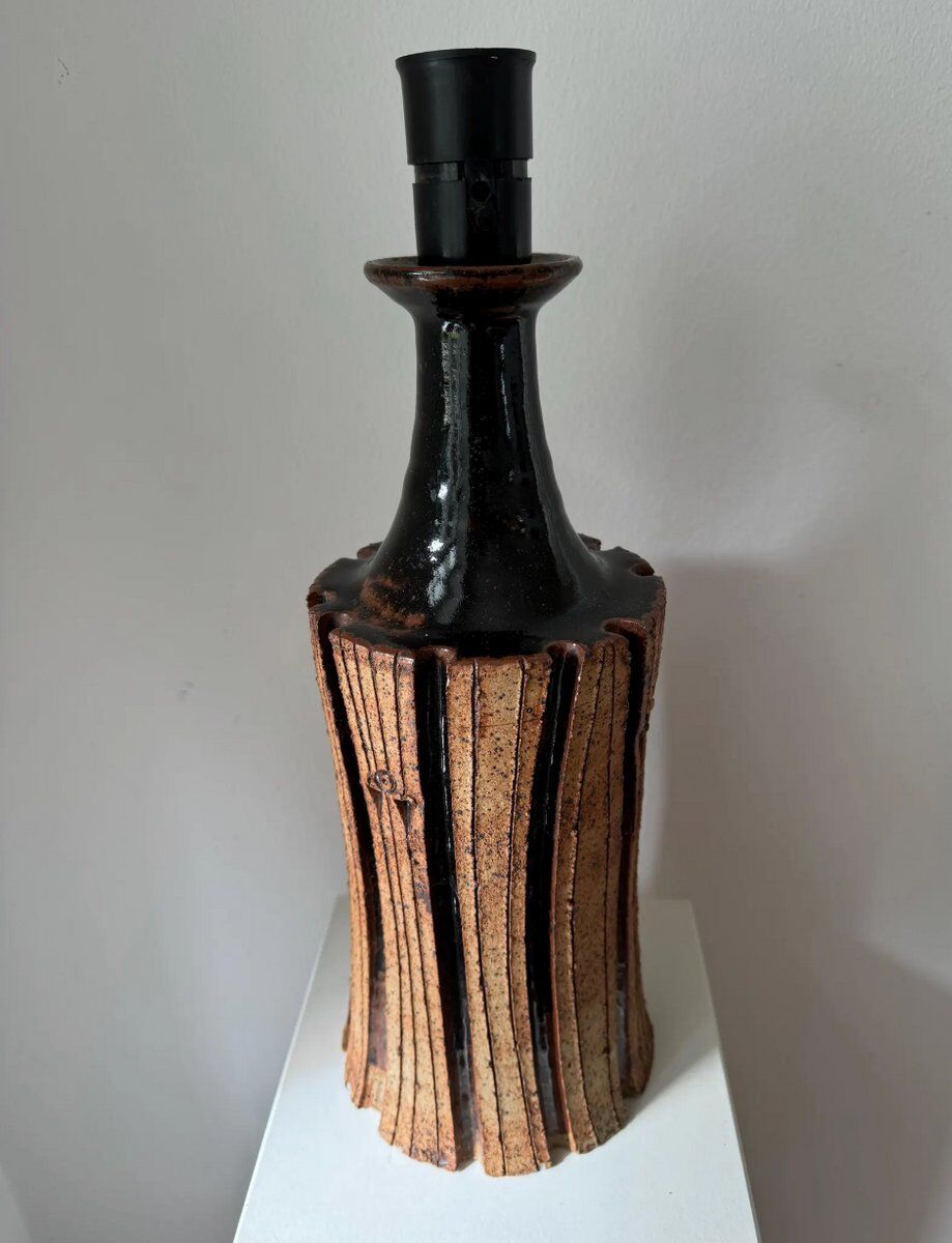 Large brutalist table lamp by Lene Regius, Denmark, 1970s