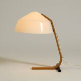 Original Space Age 1960s plywood table lamp with plastic shade by Temde