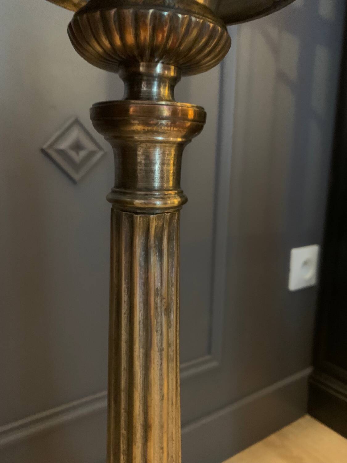Silver-plated candle holder lamp - 19th century - antique