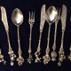 Set 11 of old cutlery with silver metal desert