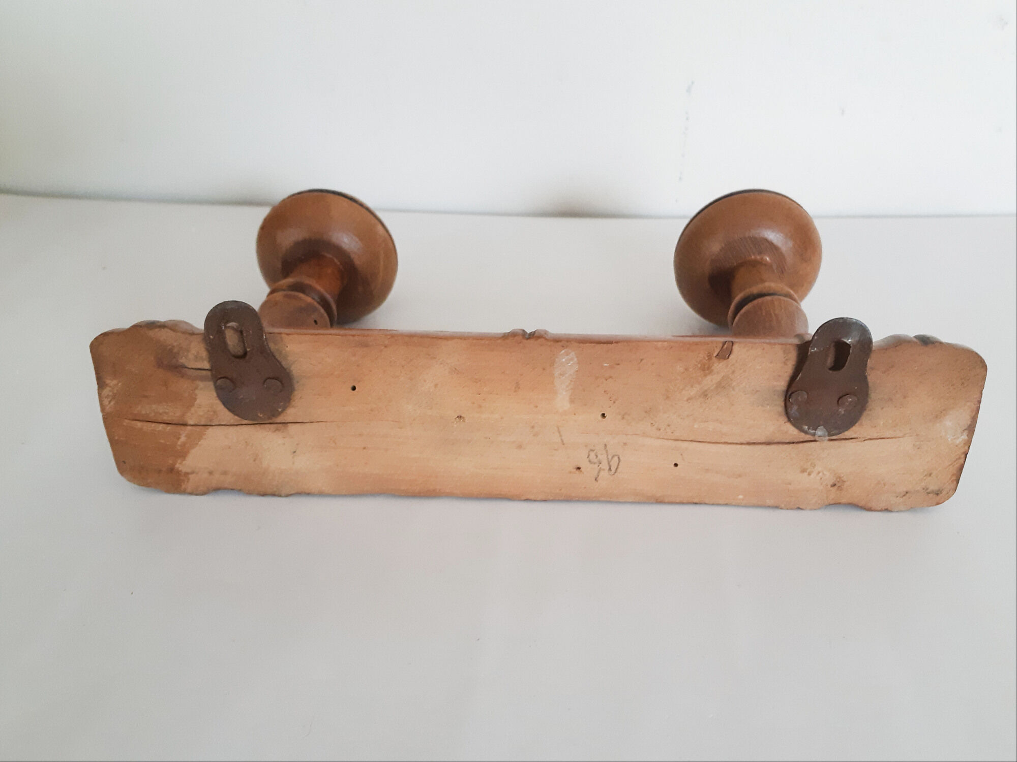 bamboo style wooden coat rack, 2 heads, vintage, 50s/60s, cloakroom, hook
