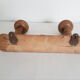 bamboo style wooden coat rack, 2 heads, vintage, 50s/60s, cloakroom, hook