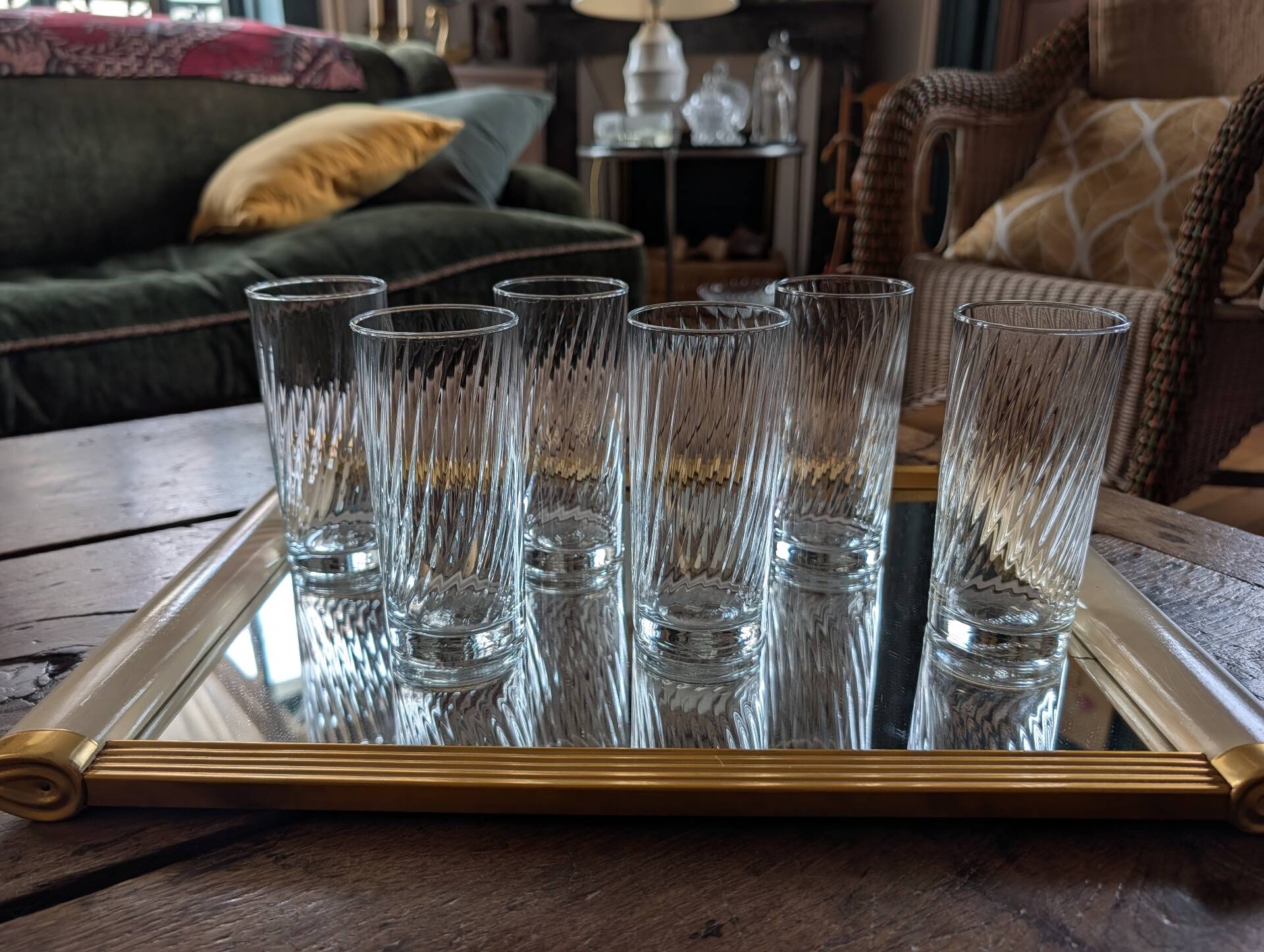 6 long drink glasses from the 80s – optical relief