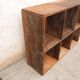 Shelves with vintage wooden lockers
