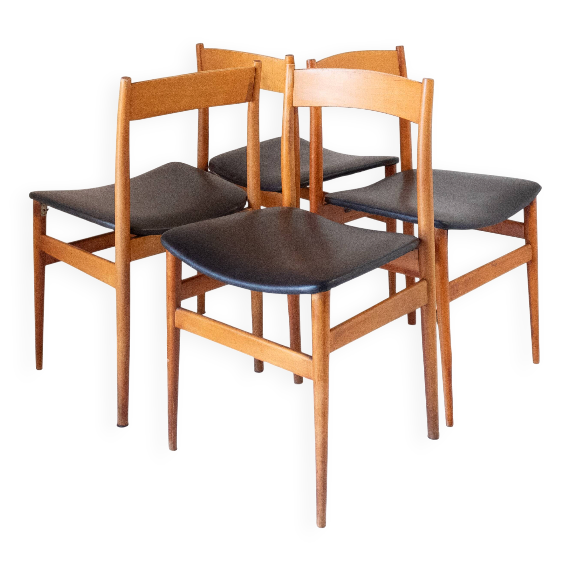 Vintage Italian Wood Dining Chairs by Passoni Udine