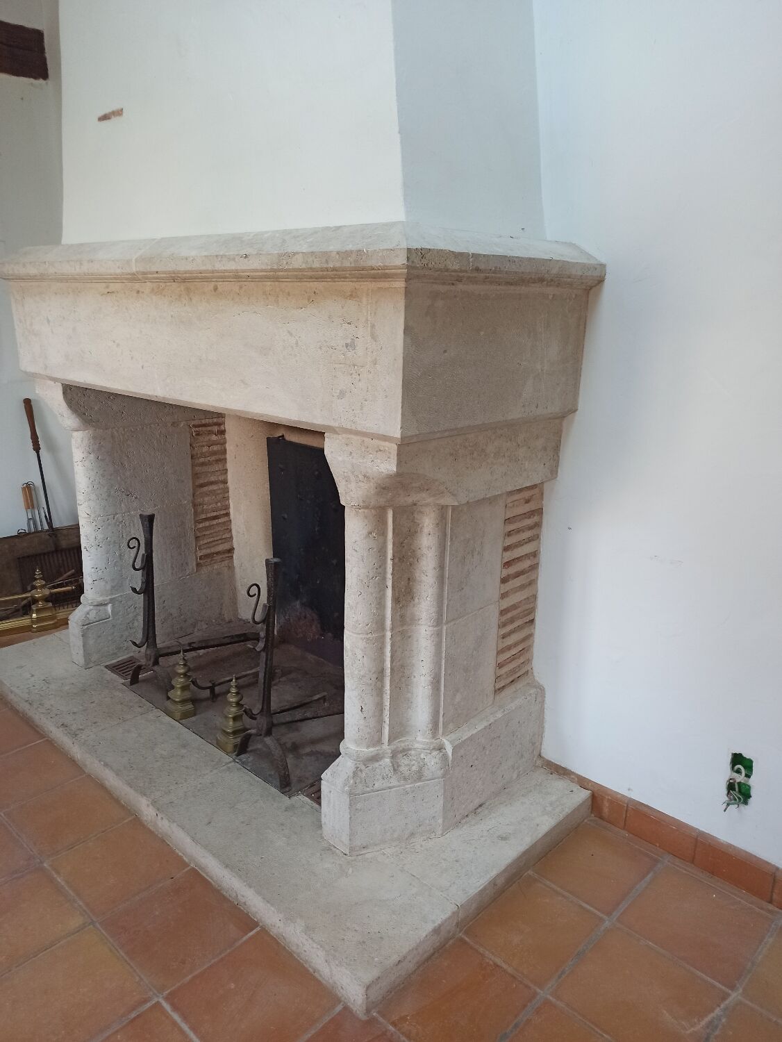Stone fireplace