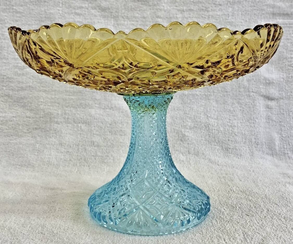 Georges Sand hollow two-tone glass compote bowl signed Portieux