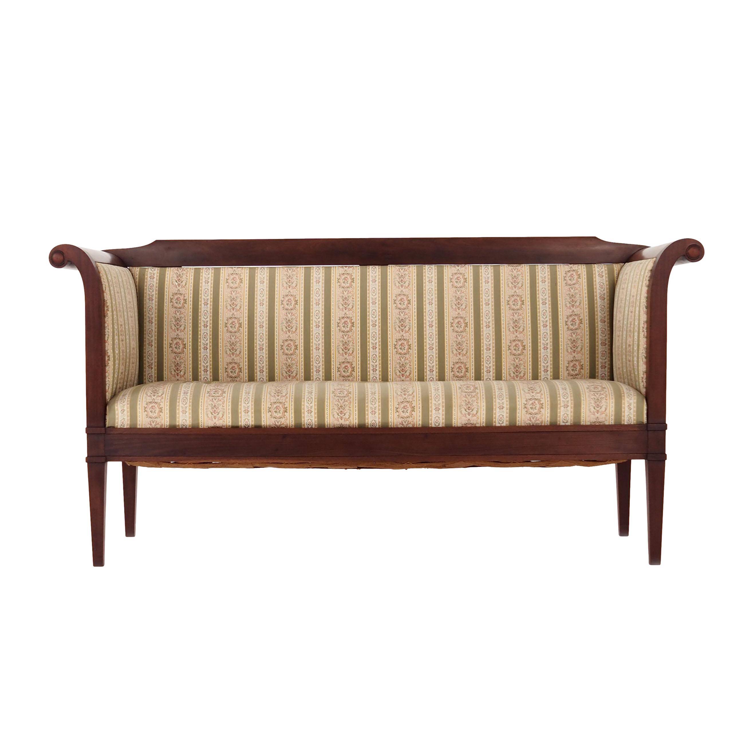 Empire-style mahogany canapé, French design, 1940s, made in Denmark.
