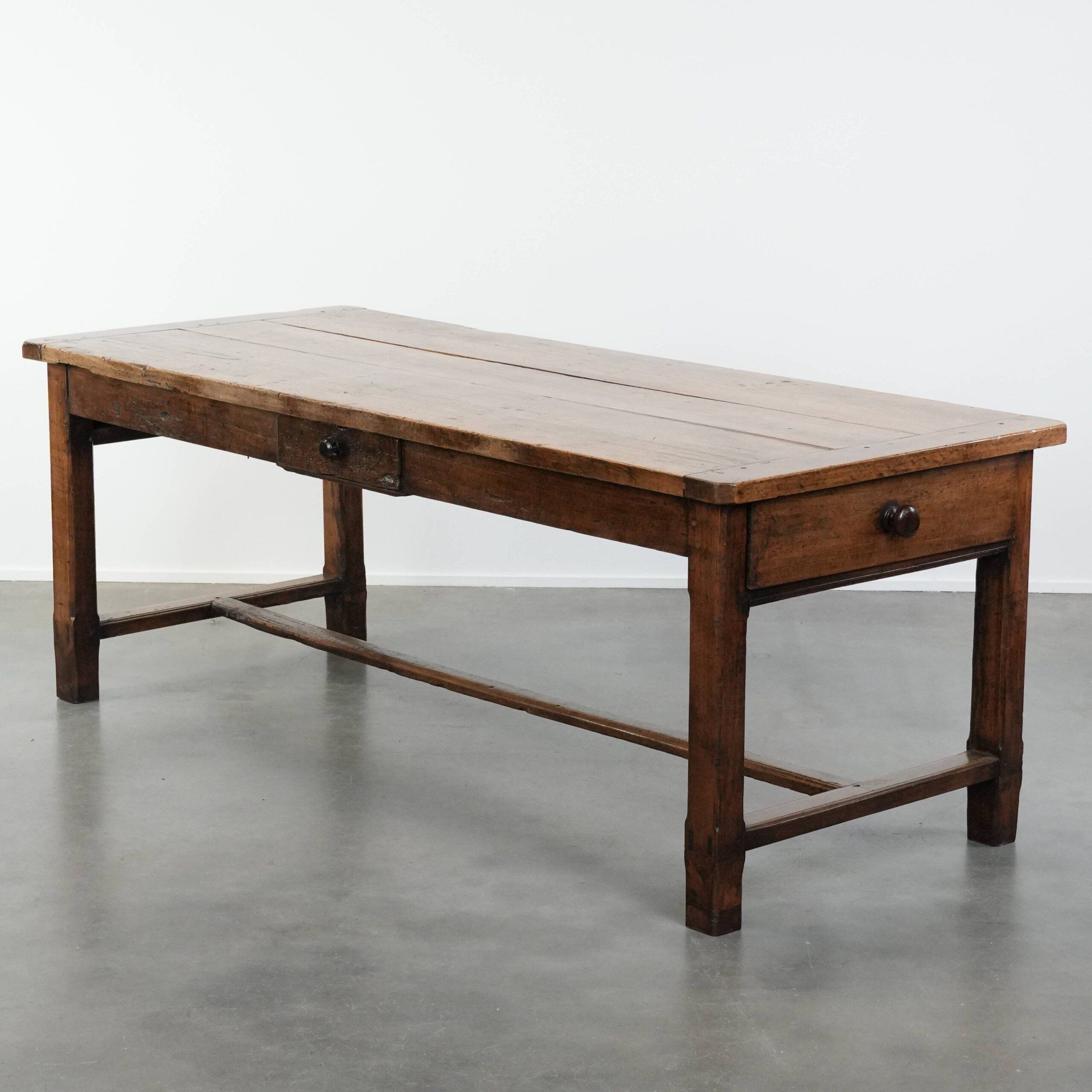 Robust French farmhouse antique dining table from the 18th century
