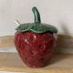 Sugar bowl or jam pot in strawberry majolica.