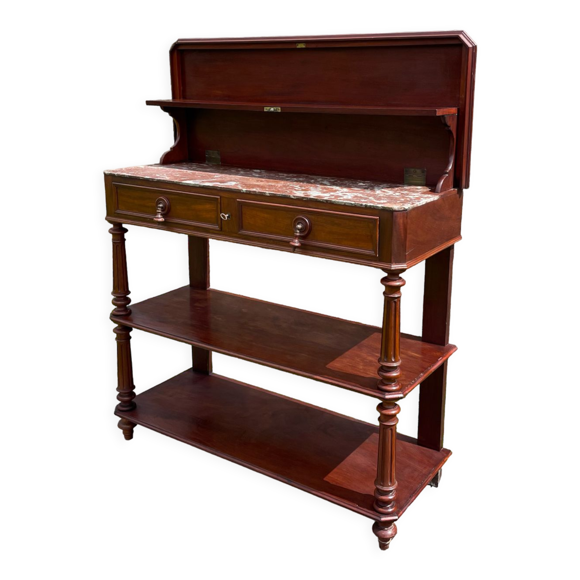 Console desserte acajou et marbre