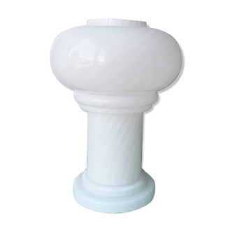 Lampe de table champignon de verre blanc