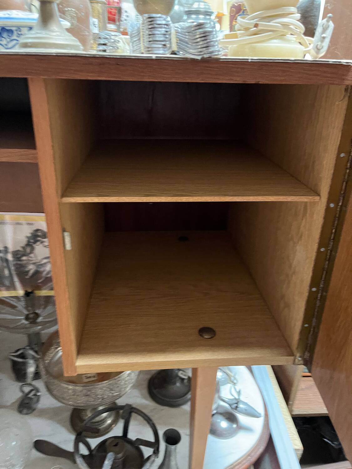 Vintage 1950s desk in light wood – compass base