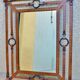 Metal mirror, wrought iron imitation leather straps and horse harness