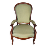 Fauteuil style Louis XV velour vert