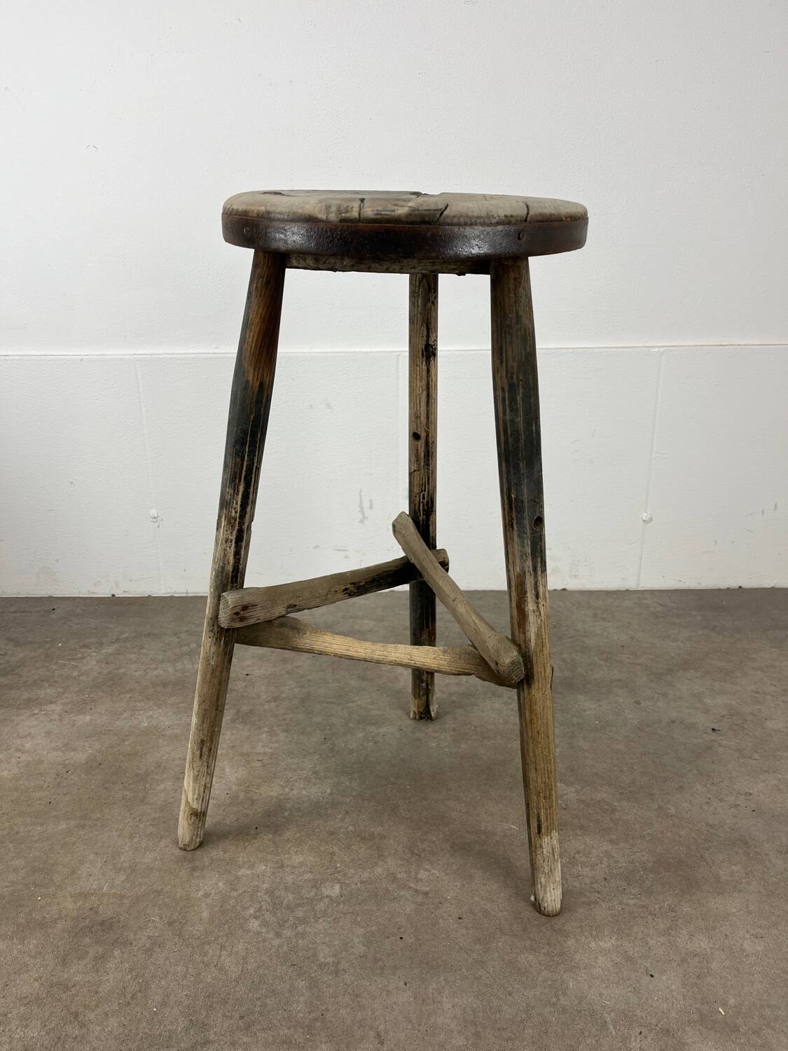3 primitive stools, folk art