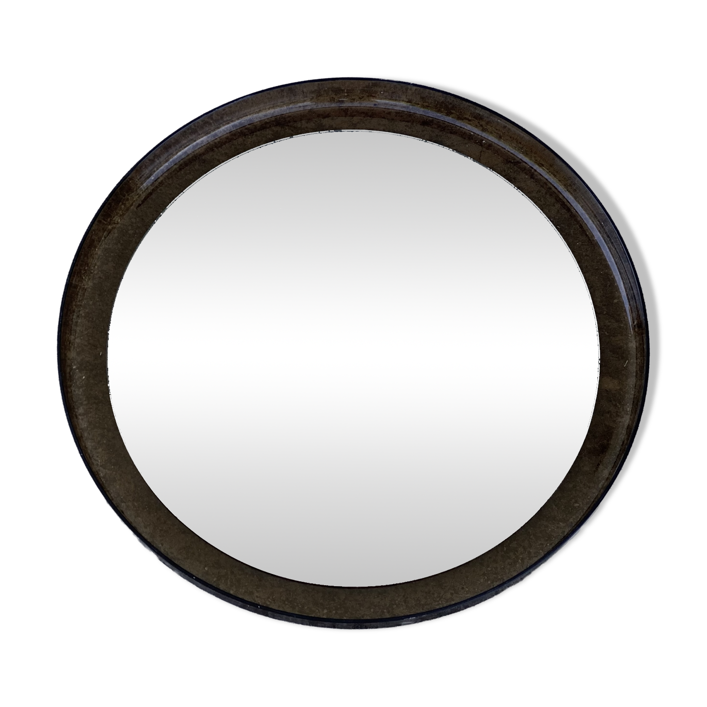 Vintage 1970 smoked Plexiglas round mirror