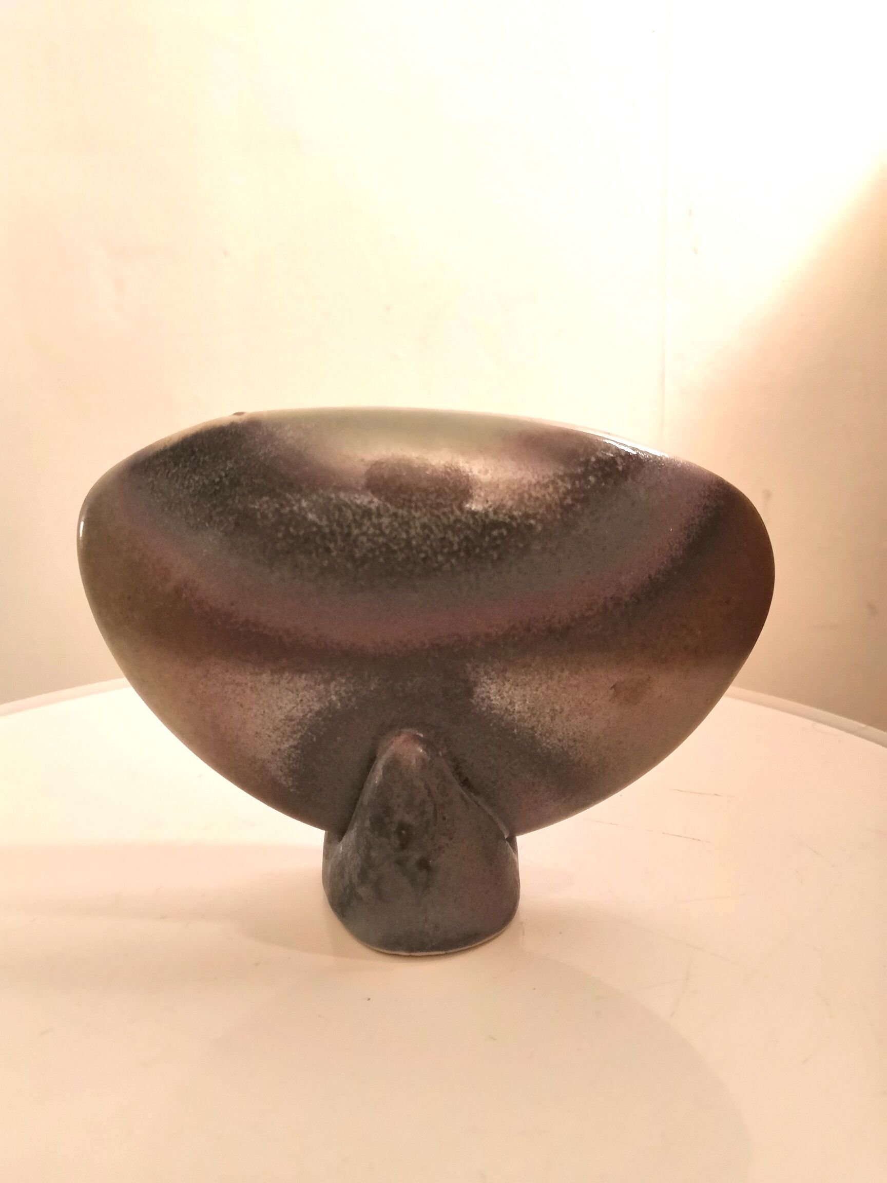 Ceramic lentil vase signed by a dove design 60s