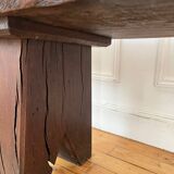 Brutalist Folk Art Bench Solid Oak