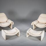 P60 chairs and ottomans by Vittorio Introini for Saporiti, 1960s, set of 4