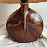 Lampe en céramique et fleurs naturelles, années 70