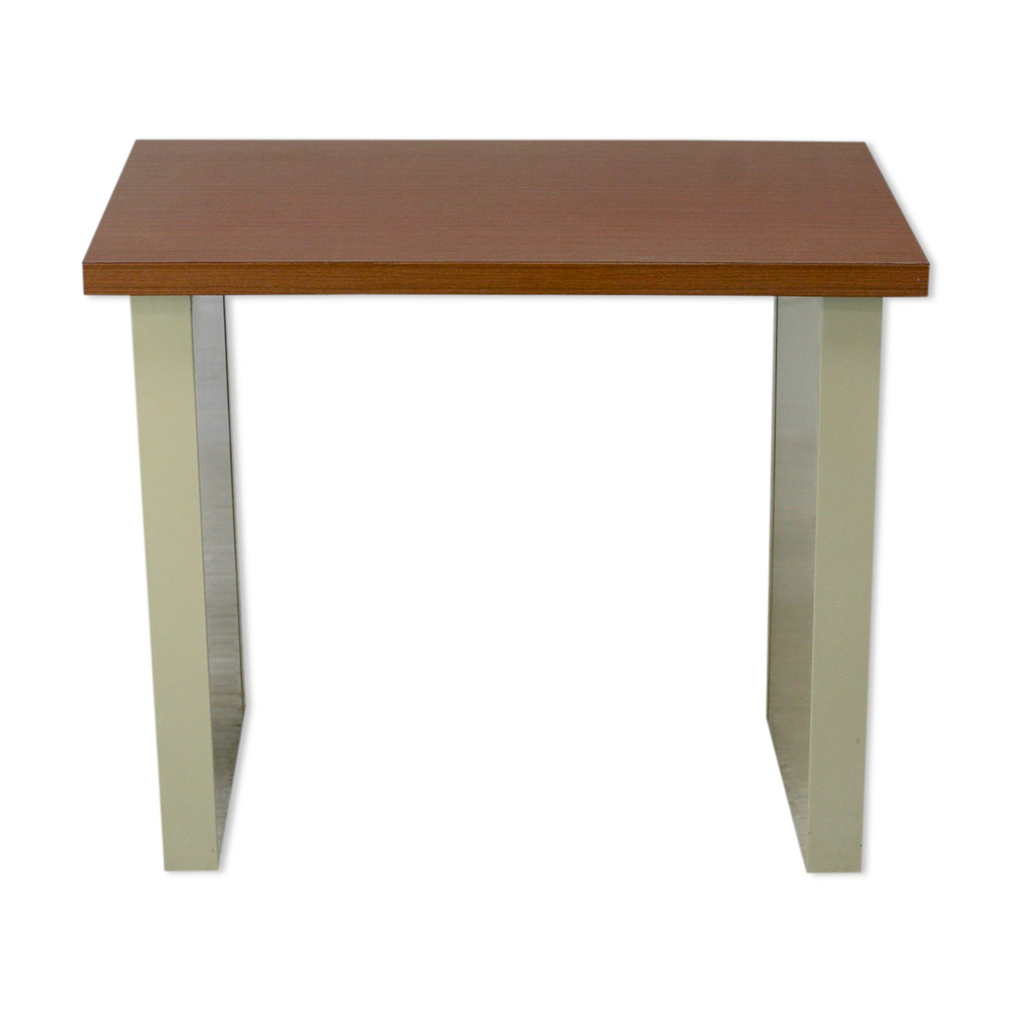 Minimalist desk, lacquered steel, formica top. France, circa 1970