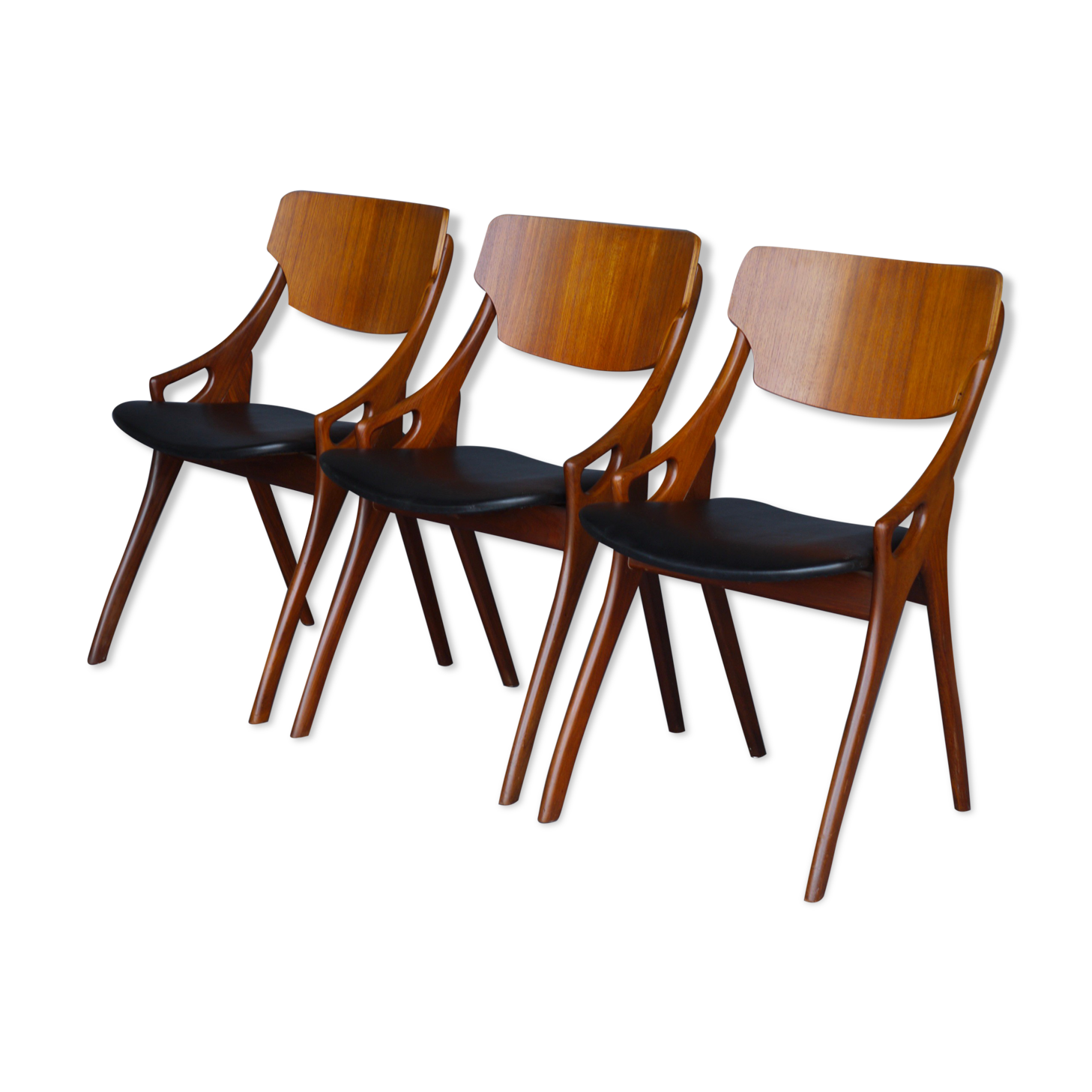 Danish Teak Chairs by Arne Hovmand Olsen for Mogens Kold, 1960s, Set of 3