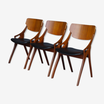 Danish Teak Chairs by Arne Hovmand Olsen for Mogens Kold, 1960s, Set of 3