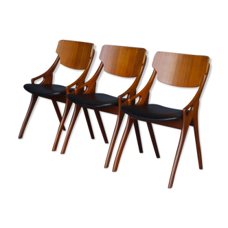 Danish Teak Chairs by Arne Hovmand Olsen for Mogens Kold, 1960s, Set of 3