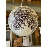 Brown and Beige Murrine Milky-White Sphere in Contemporary Murano-Style Glass