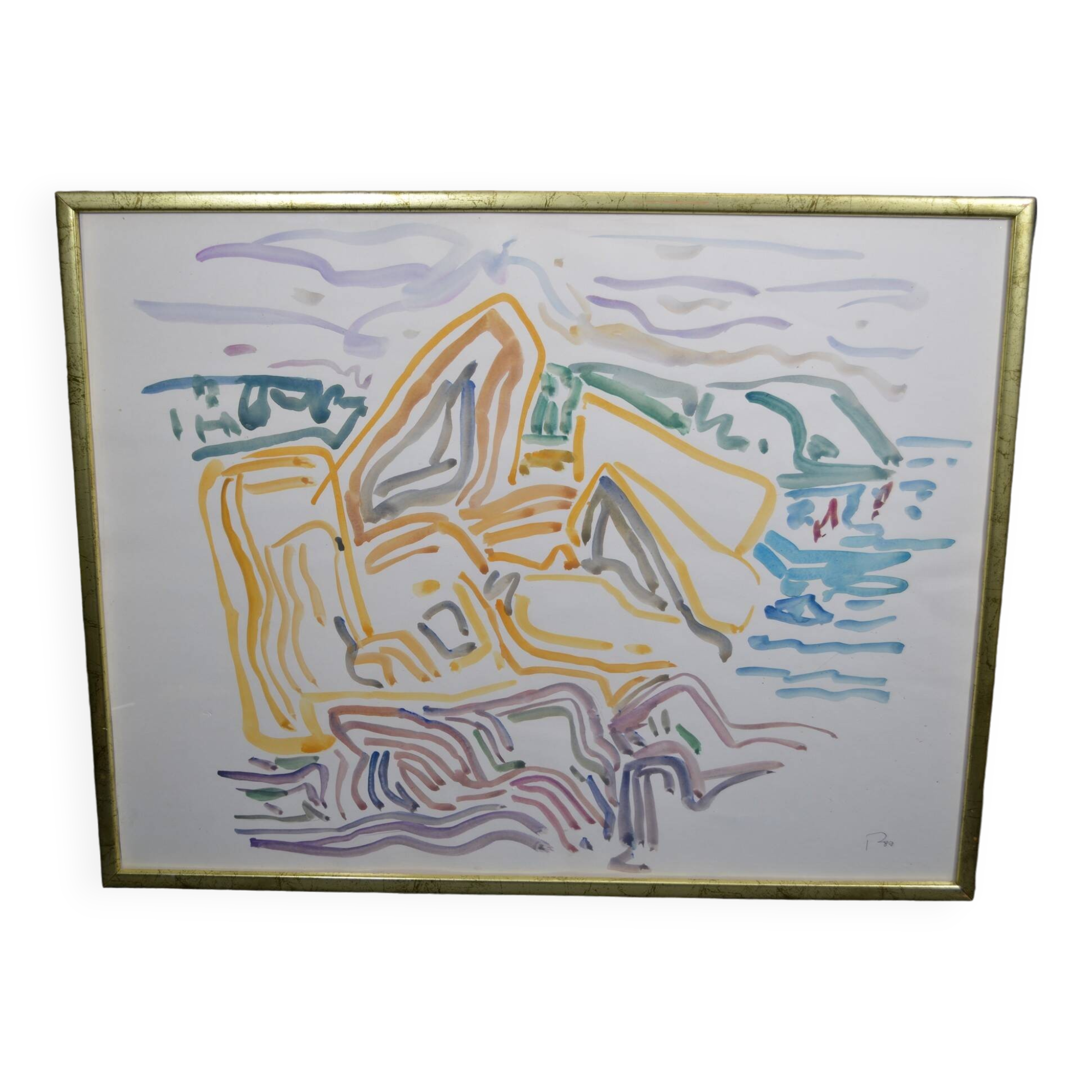 Peter PFOSI (1913-2004) "Landscape" Watercolor monogrammed and dated 1987