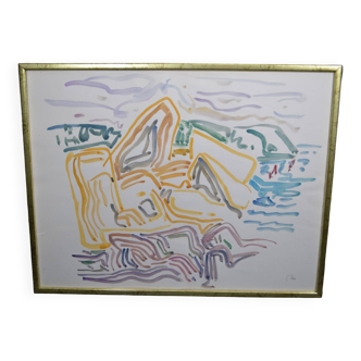 Peter pfosi (1913-2004) "paysage" aquarelle monogrammée et datée 1987