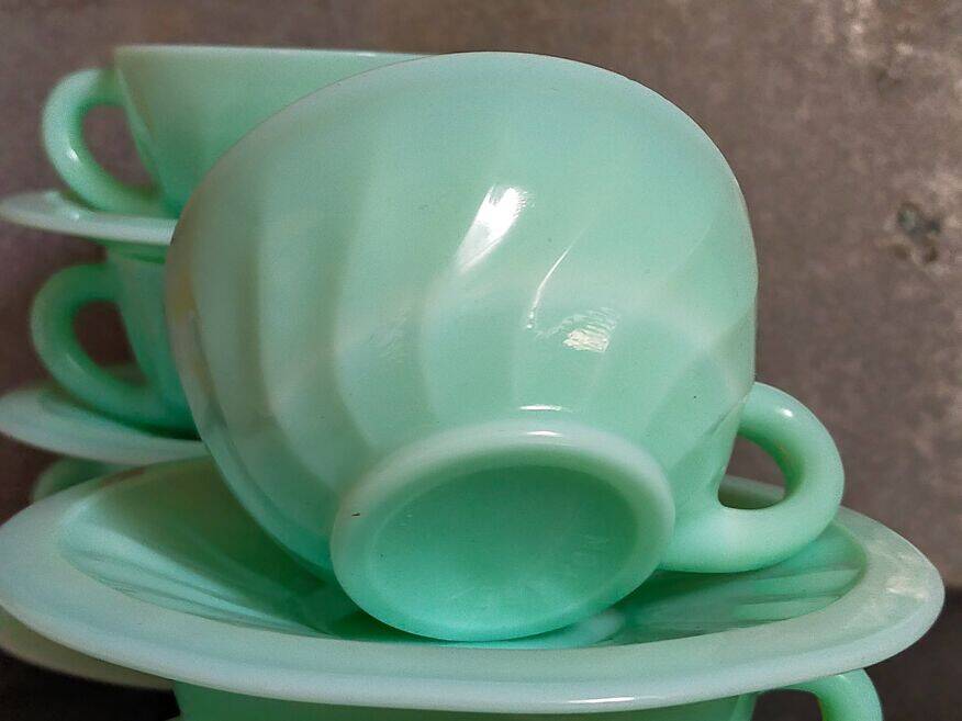 Six opaline cups