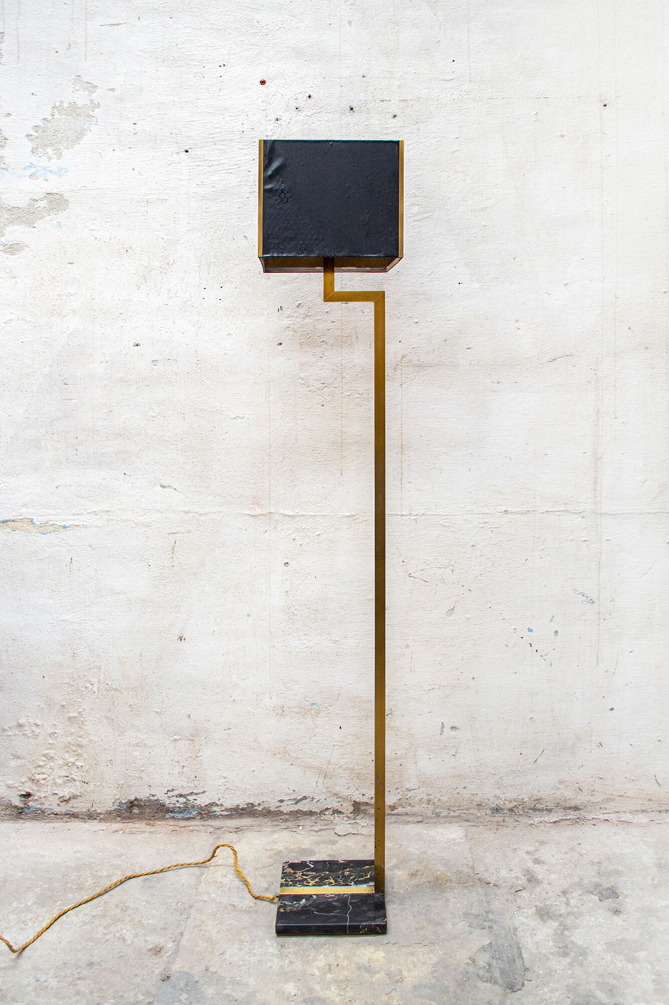 Brass, marble and leather lamp designed by Trussardi Atelier Anni 2000 For the theatre restaurant in