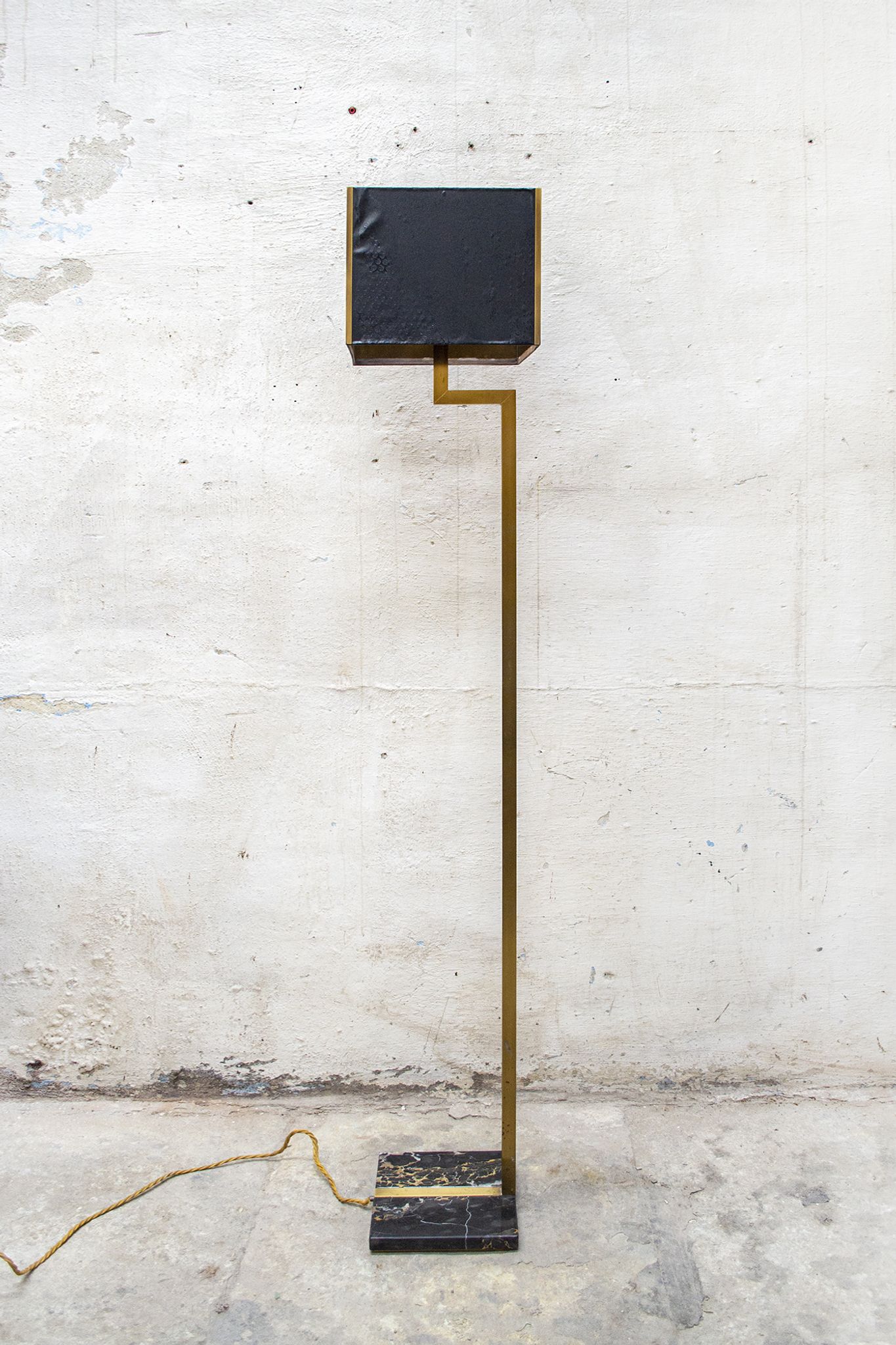 Brass, marble and leather lamp designed by Trussardi Atelier Anni 2000 For the theatre restaurant in