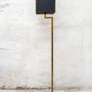 Brass, marble and leather lamp designed by Trussardi Atelier Anni 2000 For the theatre restaurant in