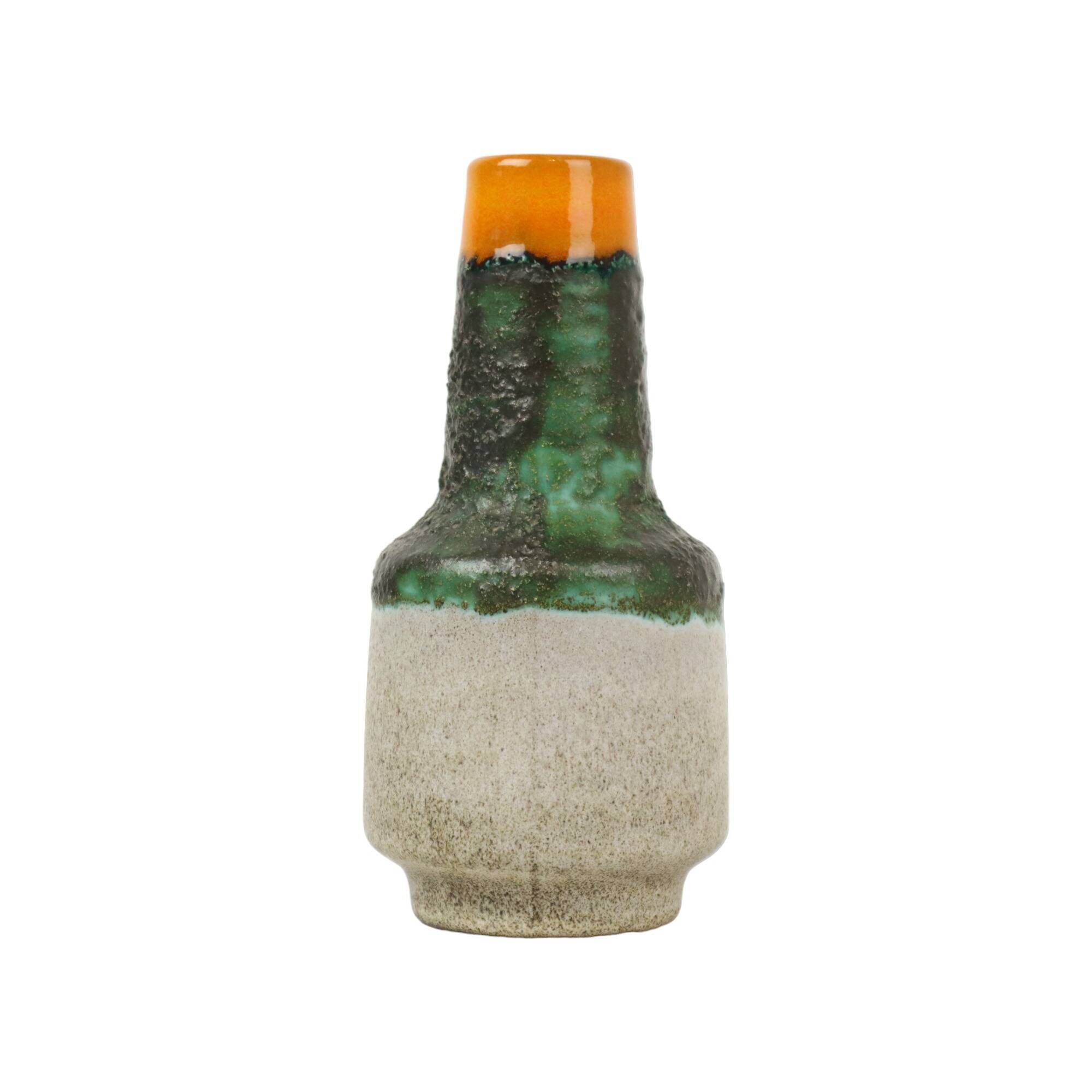 Rare Fat Lava Vase Green Orange VEB Haldensleben 4070 B Strehla Collectible