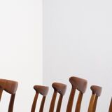 C.M. Madsen set of six 'W2' teak and leather dining chairs by Hans J. Wegner