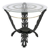 Table basse en laiton et bois Pierluigi Colli, Italie années 1950