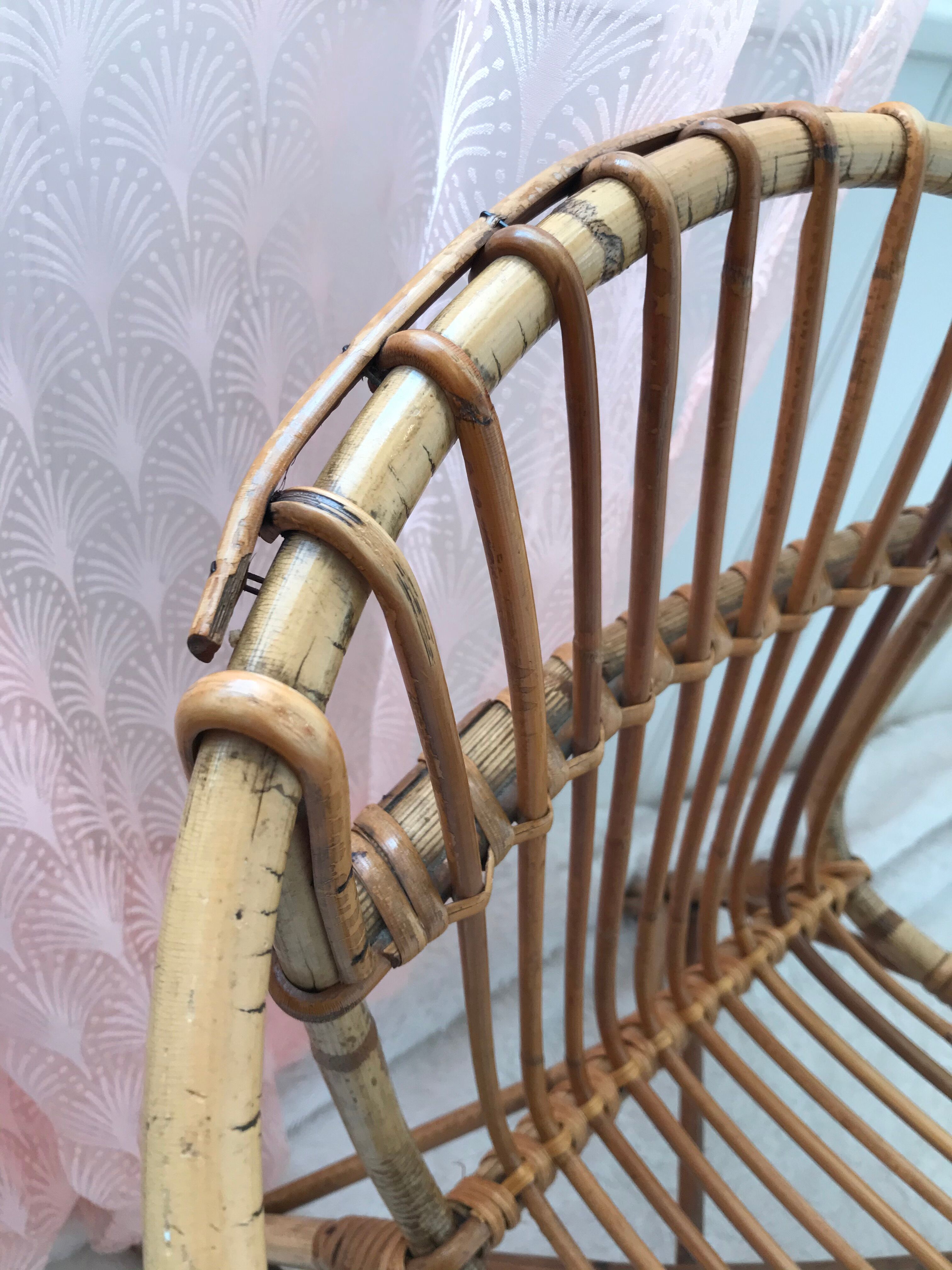 Fauteuil corbeille enfant en rotin