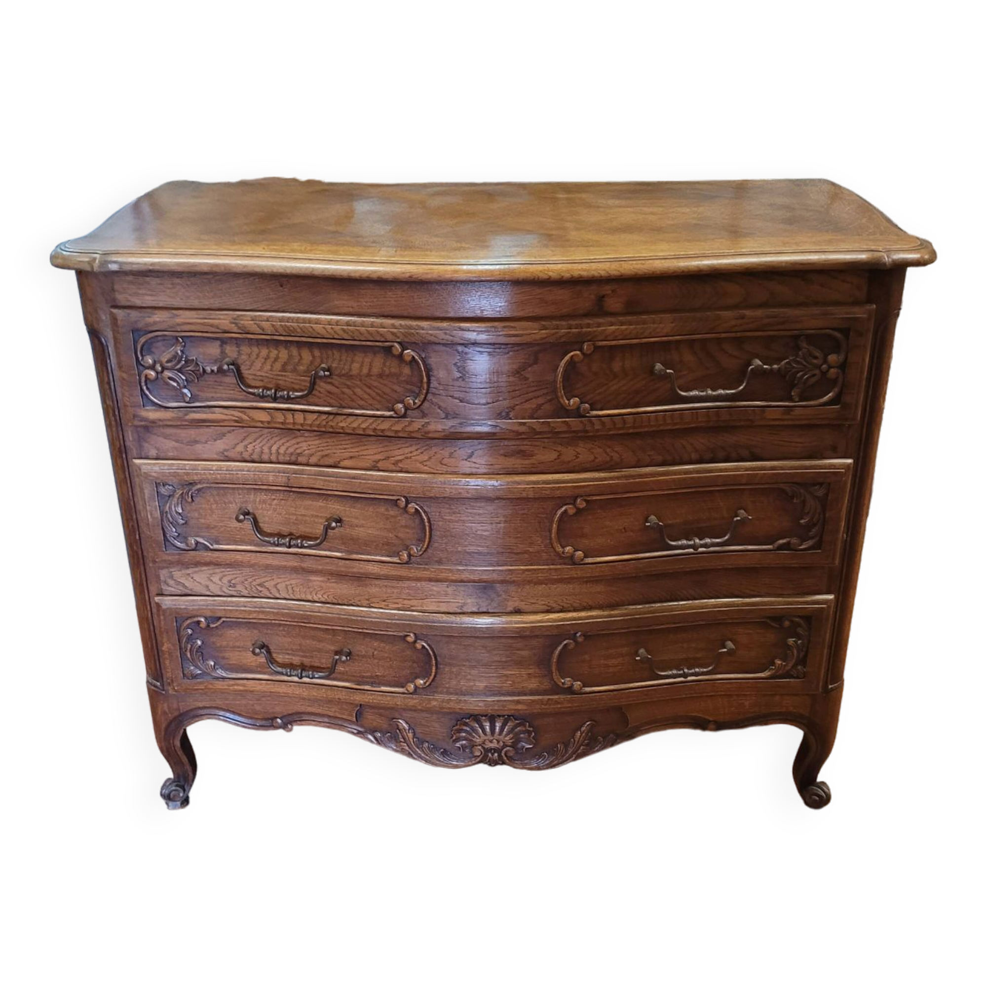 Curved oak chest of drawers in Louis XV style