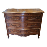 Curved chest of drawers in Louis XV style oak