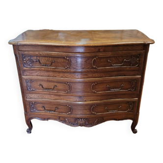 Commode galbée en chêne style louis XV