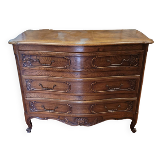 Curved chest of drawers in Louis XV style oak